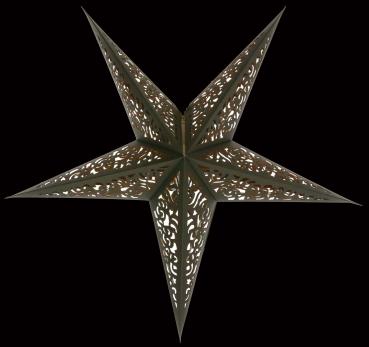 Baby Kala Black / Copperglitter - Foldable glowing Paperstar with 5 points, 40 cm